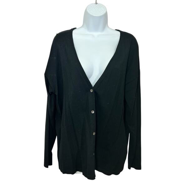 Jones New York Collection Platinum Black Silk Blend Cardigan Sweater Sz 0X Woman - Picture 6 of 6